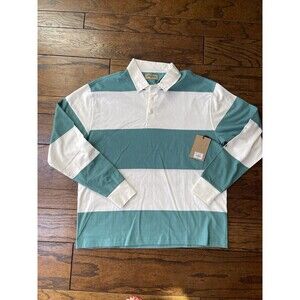NEW Men’s Broken Thread Polo Long Sleeve Color Block Size L Collared Shirt 0314